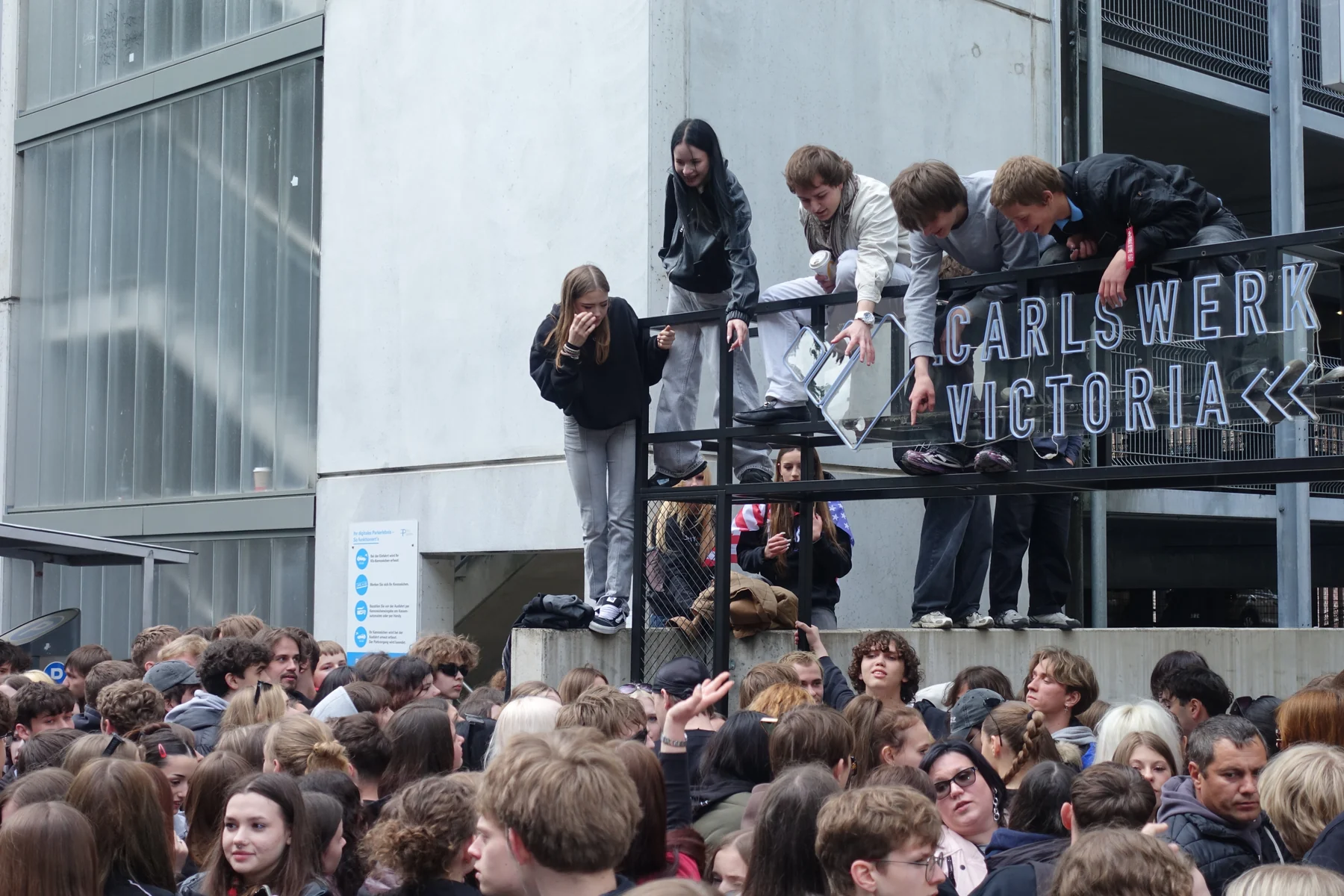 Audience outside the concert venue