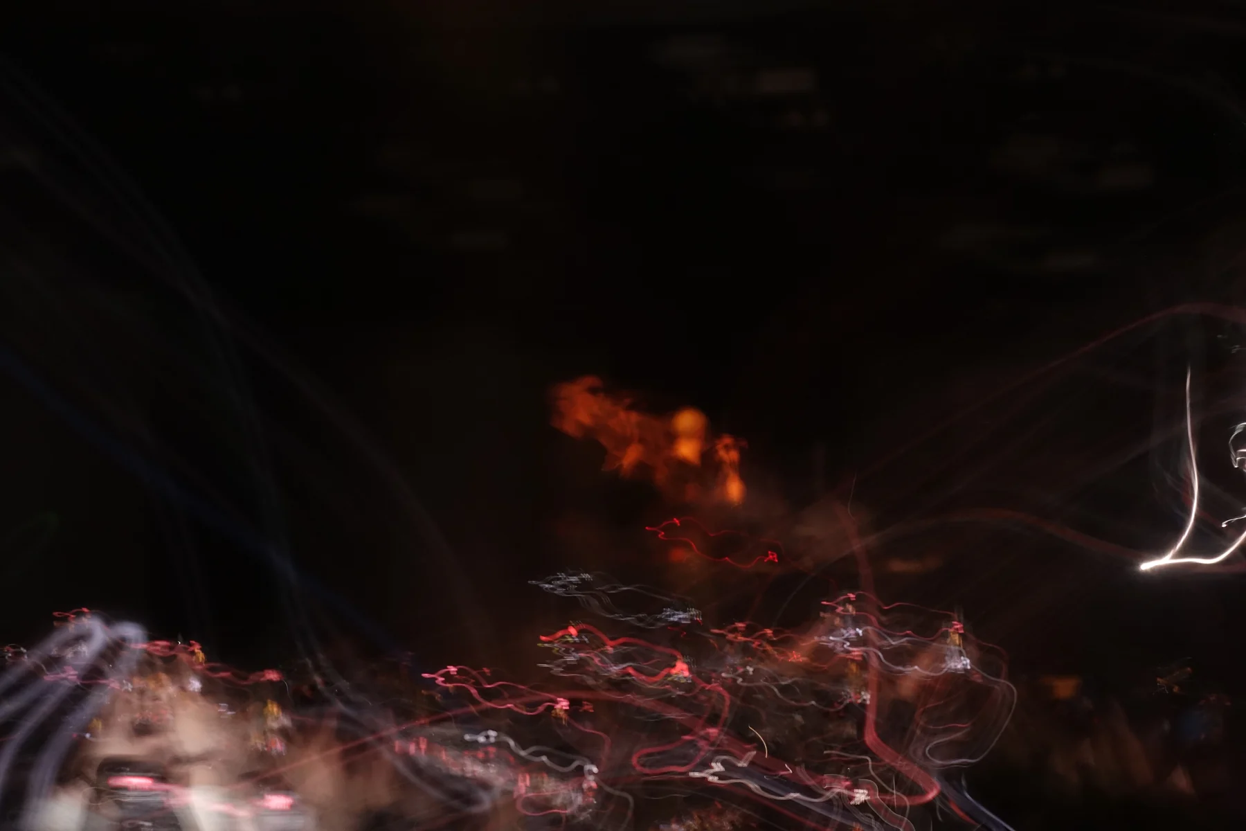 Stage lights and crowd in motion