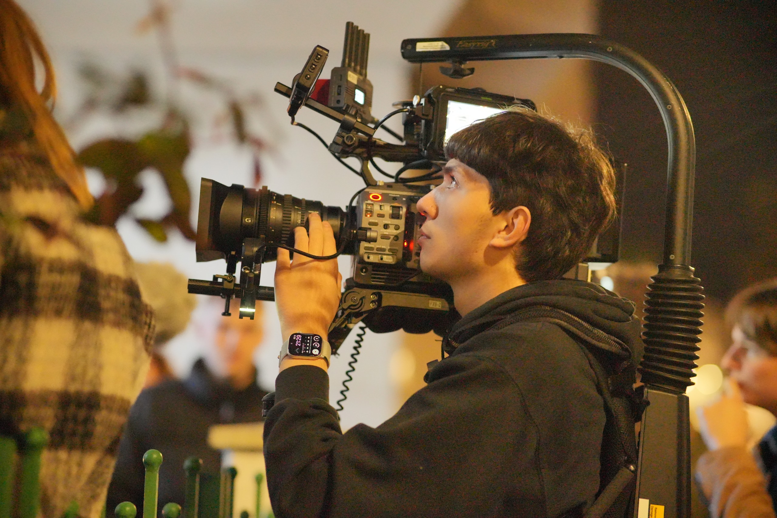 Kostiantyn Chernobai operating a cinema camera